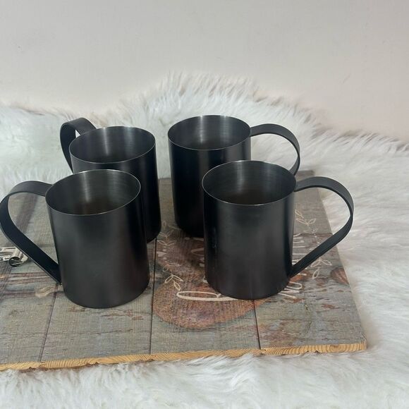 Black Moscow Mule Mug Set 16 ounces Gray Graphite Brushed Metal
Finish - Picture 1 of 4